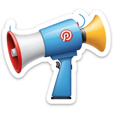 An icon featuring a megaphone, a press release, and a social media icon, symbolizing advertising and public relations. The design includes a billboard and communication network lines, representing brand promotion and media outreach. Transparent background highlights the power of communication. sticker
