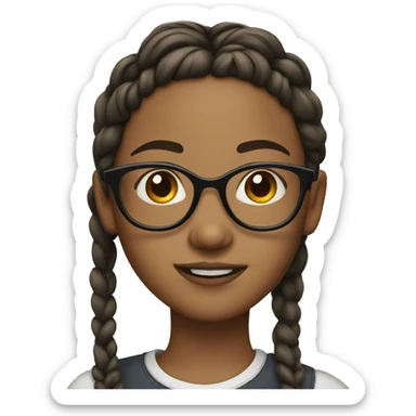 Girl with braids and nose ring and glasses sticker