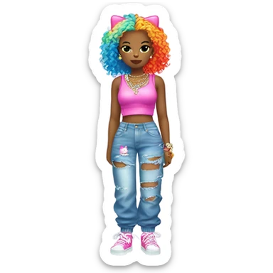 Hello kitty in y2k clothing sticker