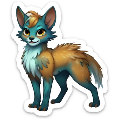 Cool cute Kawaii edgy fantasy shiny animal  fursona Fionbri vernid by griffsnuff & LiLaiRa & Falvie full body sticker