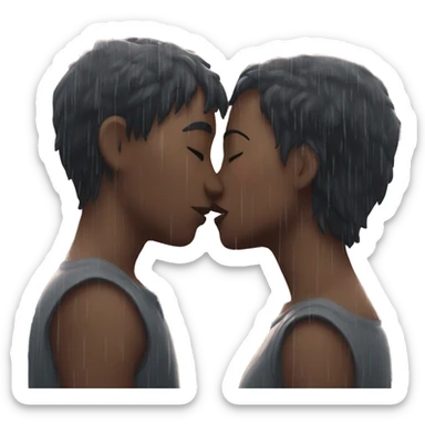 couple kiss in rain sticker