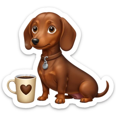 brown dachshund coffee sticker
