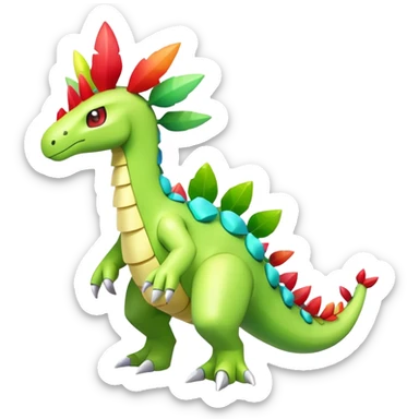 Shiny Colorful Meganium-Amaura-fakemon (full body) sticker