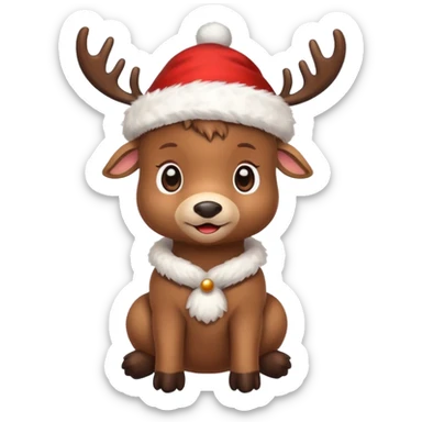 reindeer baby  cute, full body christmass cap sticker