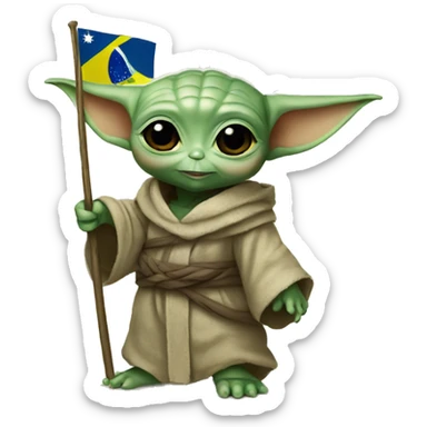  Baby Yoda holding the Brazilian flag sticker