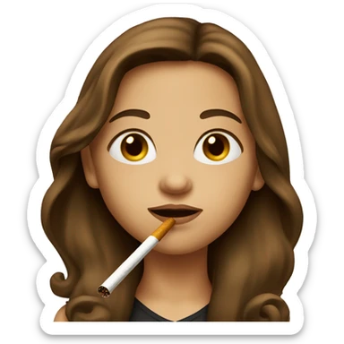 Girl with brown long hair smoking a cigarette  sticker