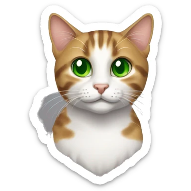 Tabby cat with green eyes and some white on face sticker