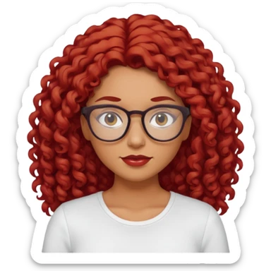 rizada peli roja tono fuerte , trigueña , con lentes y top blanco pelo largo  sticker