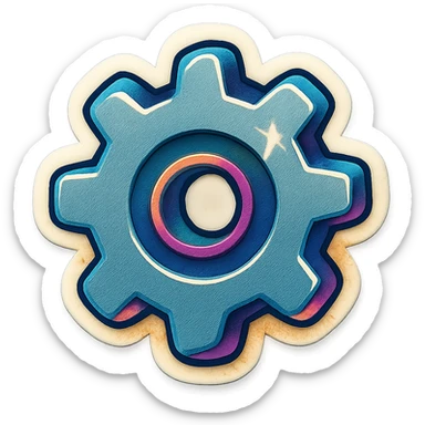 A gray gear mechanism sticker with a vintage design and bright colors sticker