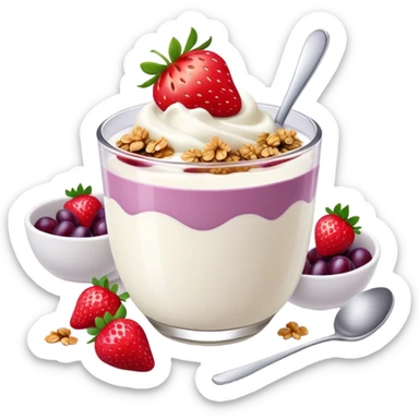 Yogurt with strawberries grapes and granola sticker