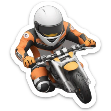 moto da pista con chiave in mano che saluta sticker
