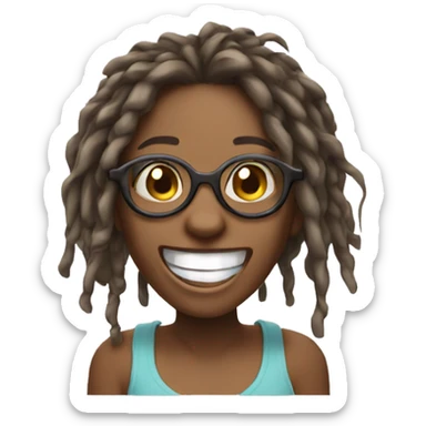 girl laughing emoji with glasses and dreadlocks sticker