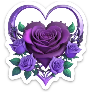 gothic heart, plum purple glass, silver crescent moon, midnight purple roses, holographic stardust, neon lightning, drenched look, splintered glass texture sticker