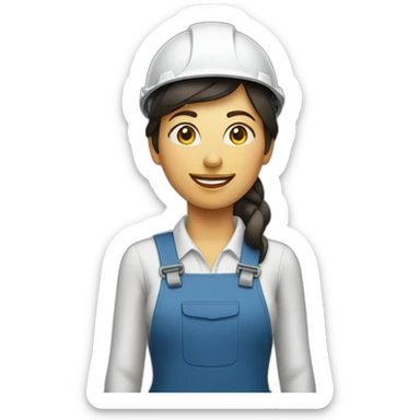 woman worker standing by a gas tube sticker