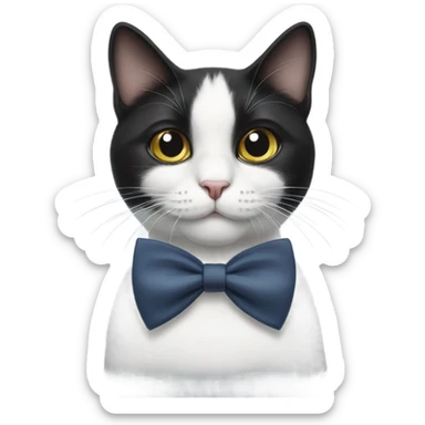 black and white cat with a bow tie  sticker