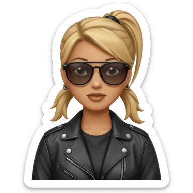 Biker Gang with Sunglasses, Woman with ponytail, sunglasses sticker