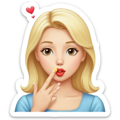 A blonde girl blowing a kiss sticker