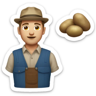 White male brown hair Potato farmer sticker