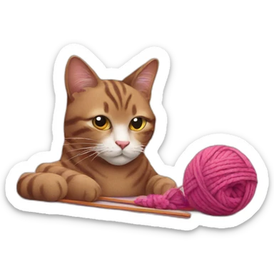 Cat is knitting sticker