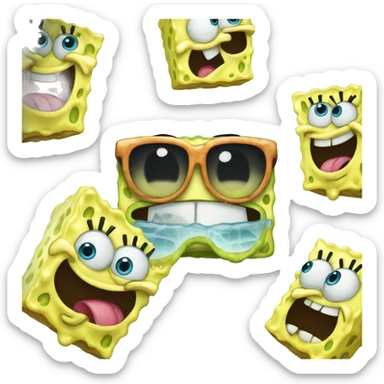spongebob like an emoji very sharp, apple iOS style,  sticker