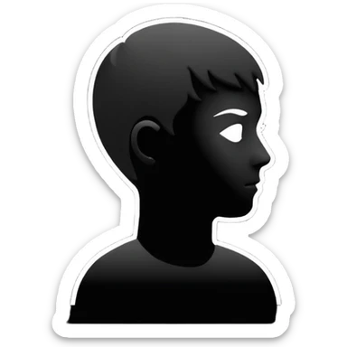 Minimalistic flat vector icon, iOS style, thin black outline on white background. Person silhouette. Black, completely monochrome, matte.  sticker