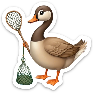 Canadian Goose Fishing with a net sticker