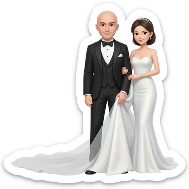 Bald groom with Asian bride sticker