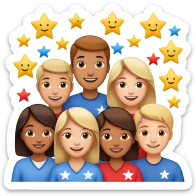 Make me an emoji for an app. The emoji is to highlight "social", "Real people", Reviews, trust, and brand recognition sticker