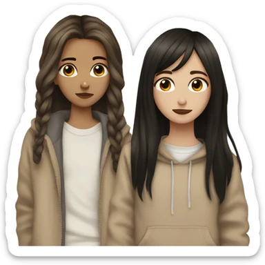 2 bffs both brunette one emo aesthetic one beige aesthetic  sticker