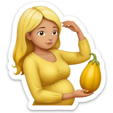 yellow eggplant combined with pregnant person and bowing person, bowing person in profile sticker