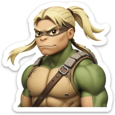 Hun from Teenage Mutant Ninja Turtles, large muscular gang leader with blonde ponytail sticker