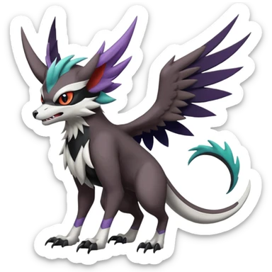 Noibat-Noivern-Mightyena-Silvally-Fakémon-hybrid-creature (full body)  sticker