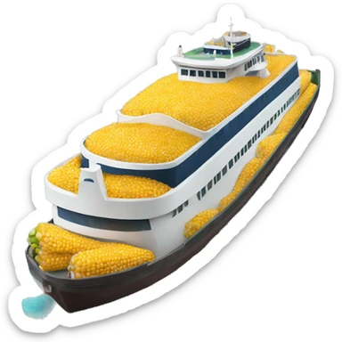 giant ferry boat filled with corn sticker