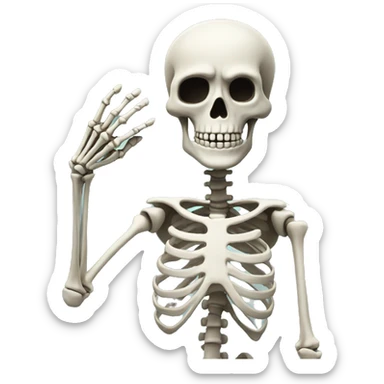 2d cartoon Skeleton salute sticker