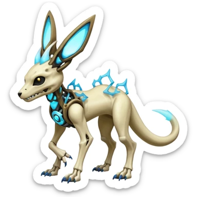 Skeletal-CyborgManectric-Electrike-Lucio-Cubone-Umbreon-Marowak-Draco-Fakémon-hybrid-creature (full body), 4 legs sticker