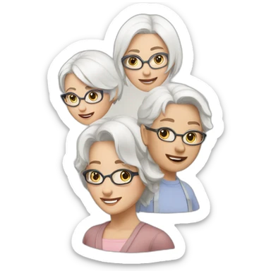 A Couple of two caucasian girls one with white hair and other with short brown hair and glasses sticker