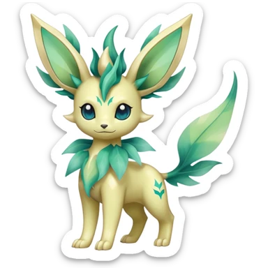 Shiny Cool Sparkly Cute Ethereal Leafeon-Vaporeon-Fakemon-hybrid-fusion- full body sticker