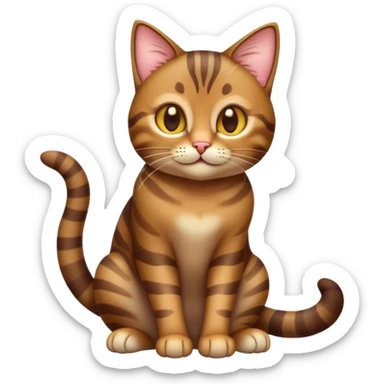 cinematic-[brown tabby cat]-realistic-full-body-sitting-emoji,-tail-curled-playfully-around-its-paws,-head-tilted-dramatically,-sleek-[tabby]-fur,-simplified-yet-hilariously-adorable-features,-highly-detailed,-glowing-with-an-almost-sarcastic-glow sticker