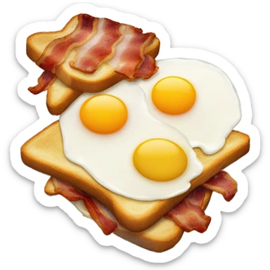 “Two fried eggs, crispy bacon, and buttered toast on a plate.” sticker