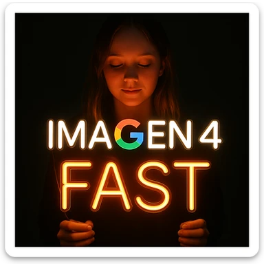 make a girl holding this sign, but sign in made of neon, also add fast below the sign sticker