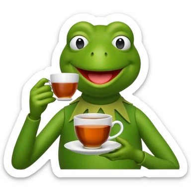 Kermit the frog sipping tea sticker