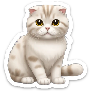 cat scottish fold with long furr sticker