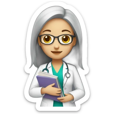 medical girl student with books sticker