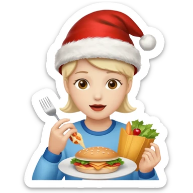 christmas character eating lunch sticker