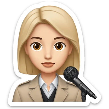 journalist with a microphone sticker