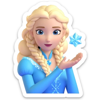 Queen Elsa ice powers with blonde braid, upper body from Frozen sticker