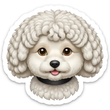 white bichon frise face with curly round hair sticker
