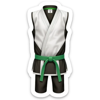 karate gi with a green belt sticker