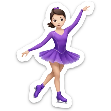Female brunette figure skater wearing purple outfit spinning  sticker