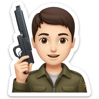 gun pointed too happy face sticker